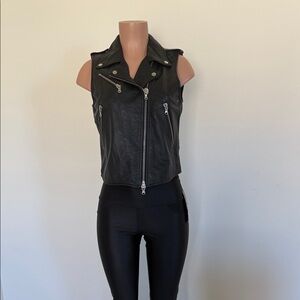 Twin-Set Black Leather Vest stud size large motorcycle